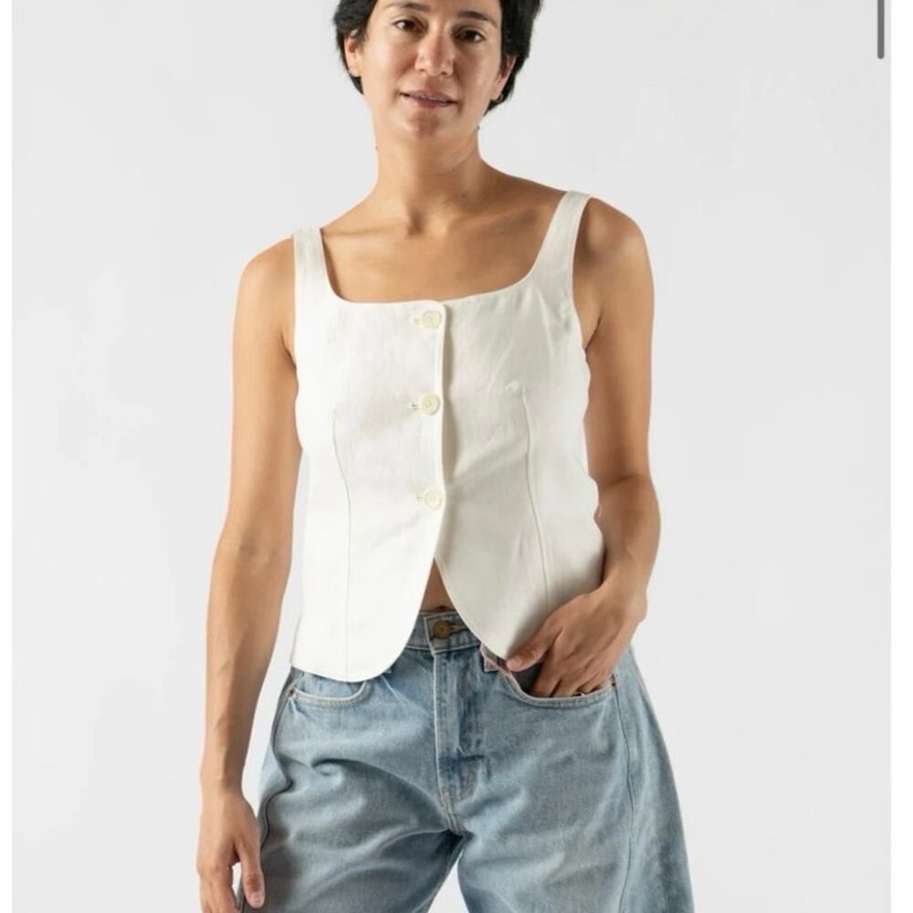 NWOT Women’s Alex Mill Linen Luna Vest in Off-White SZ XL